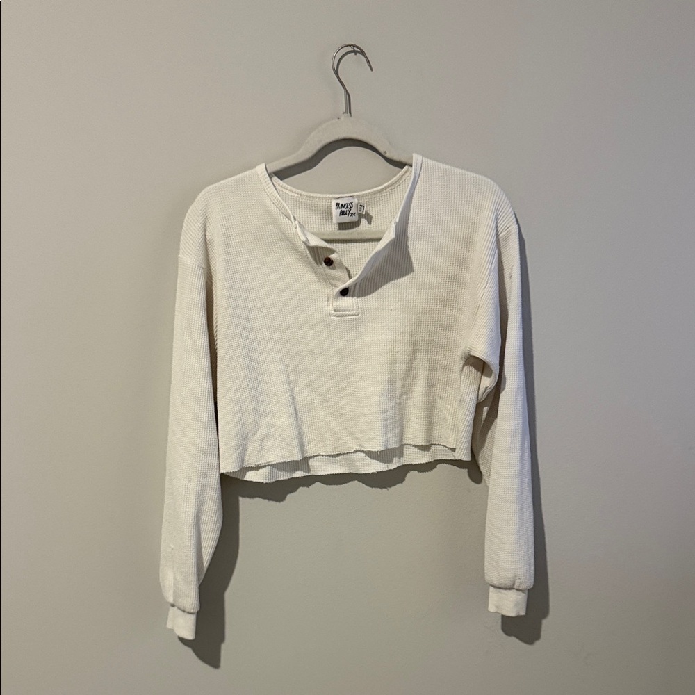 Princess Polly White Waffle Knit Top